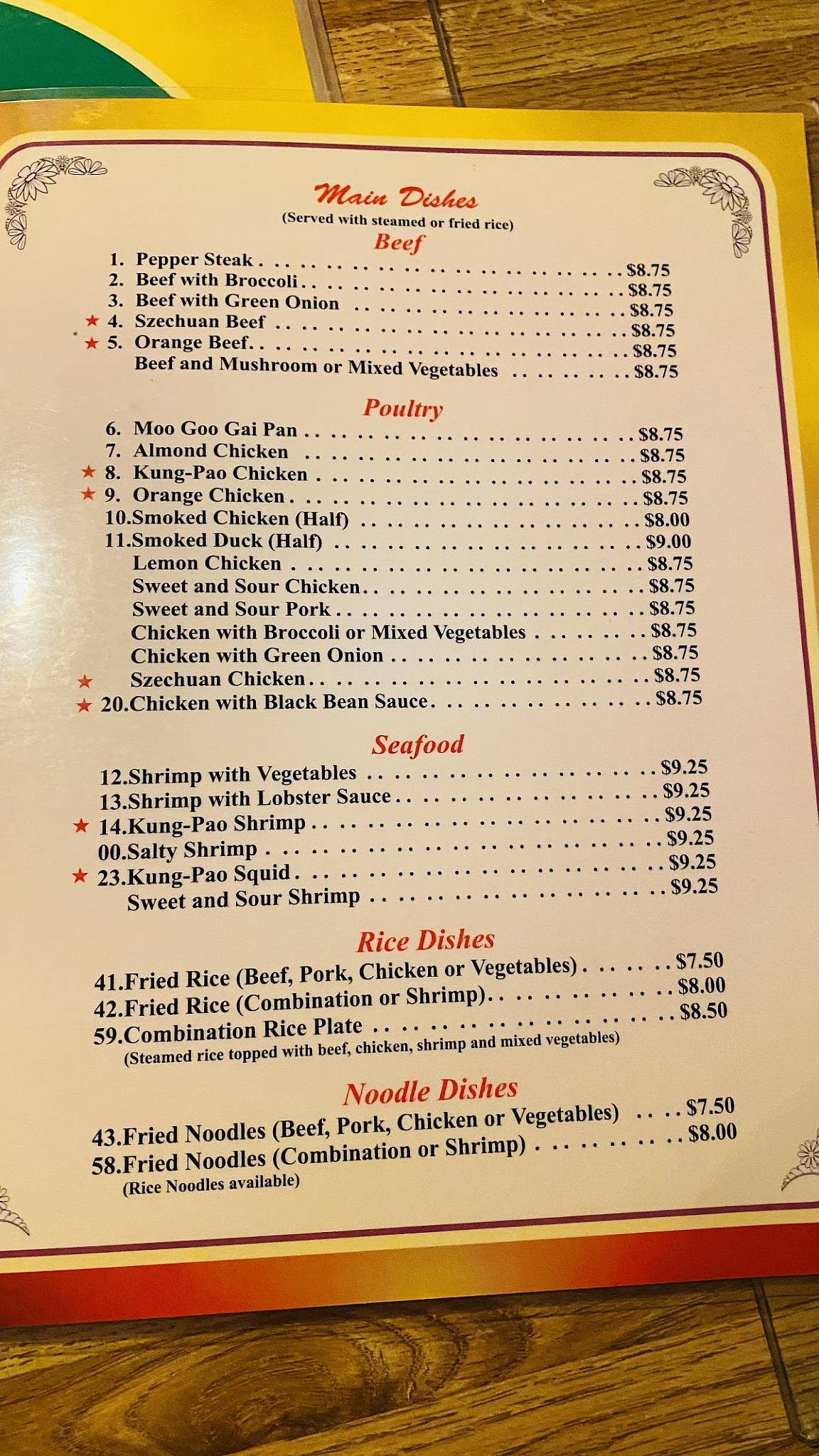 Menu at Gin Chinese Restaurant, San Antonio