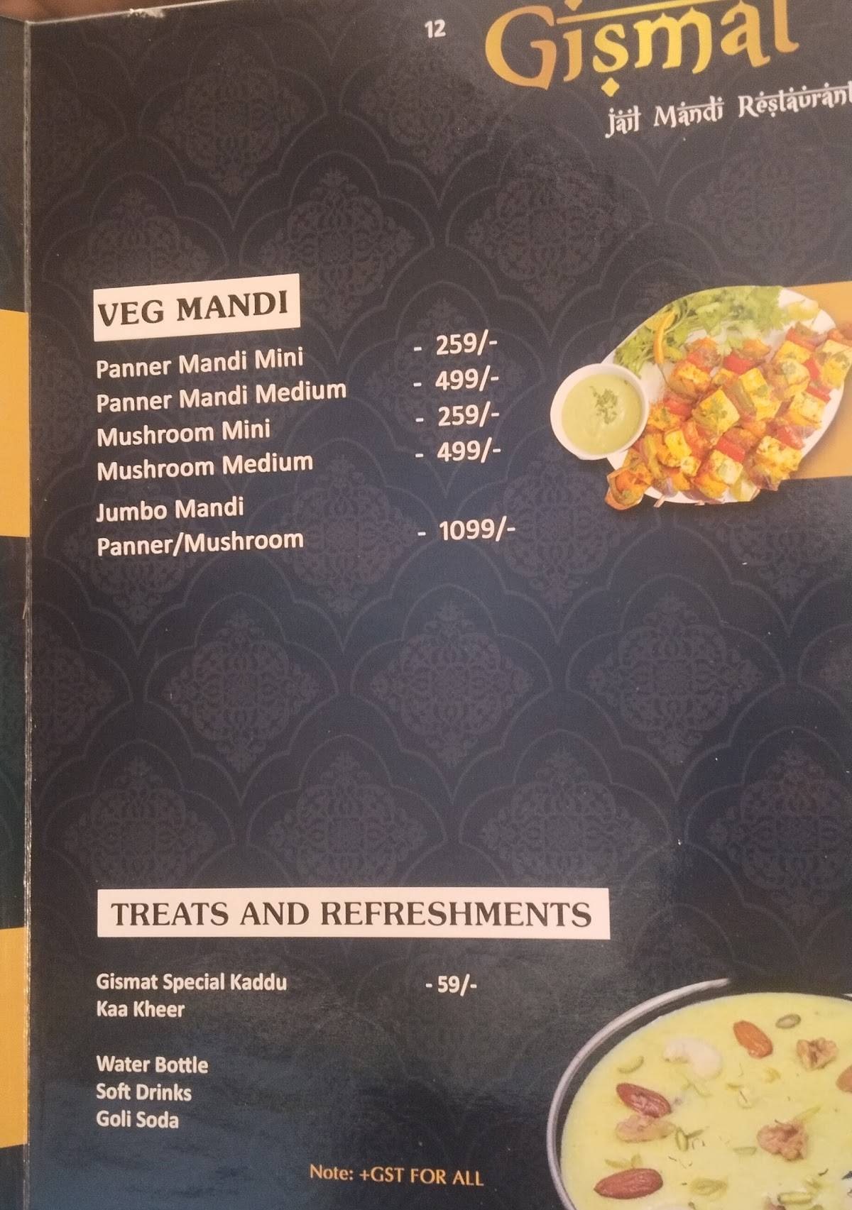 Gismat Arabic Restaurent Lakshimpuram menu
