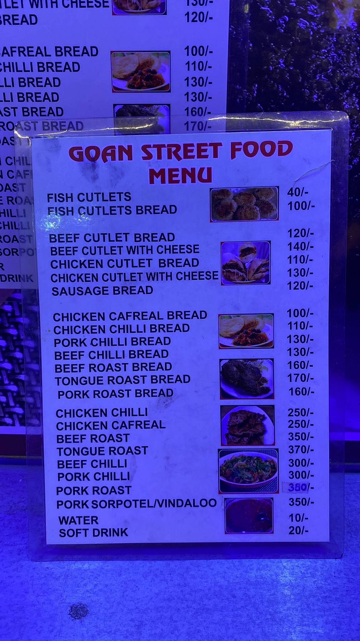 Goan Street Food menu