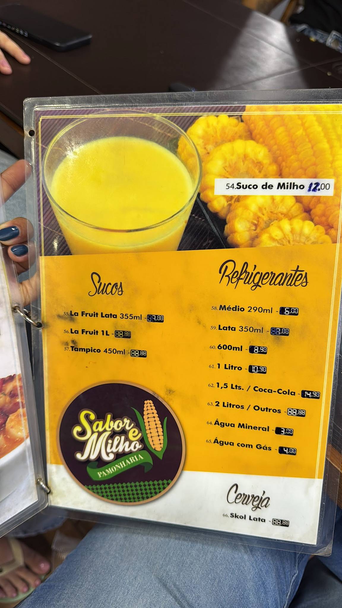 Sabor e Milho cardápio