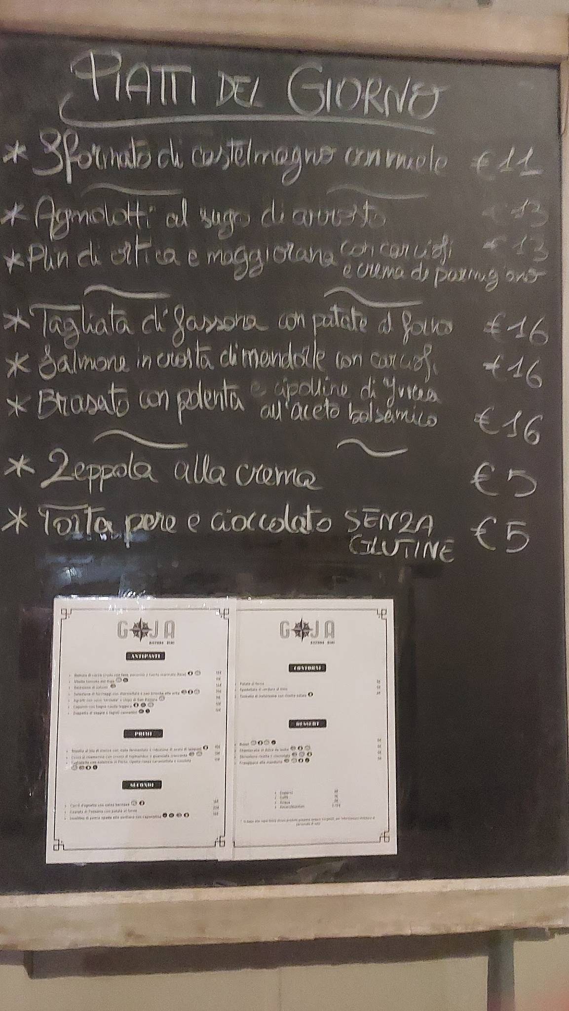 Menu di Goja Ristoro 