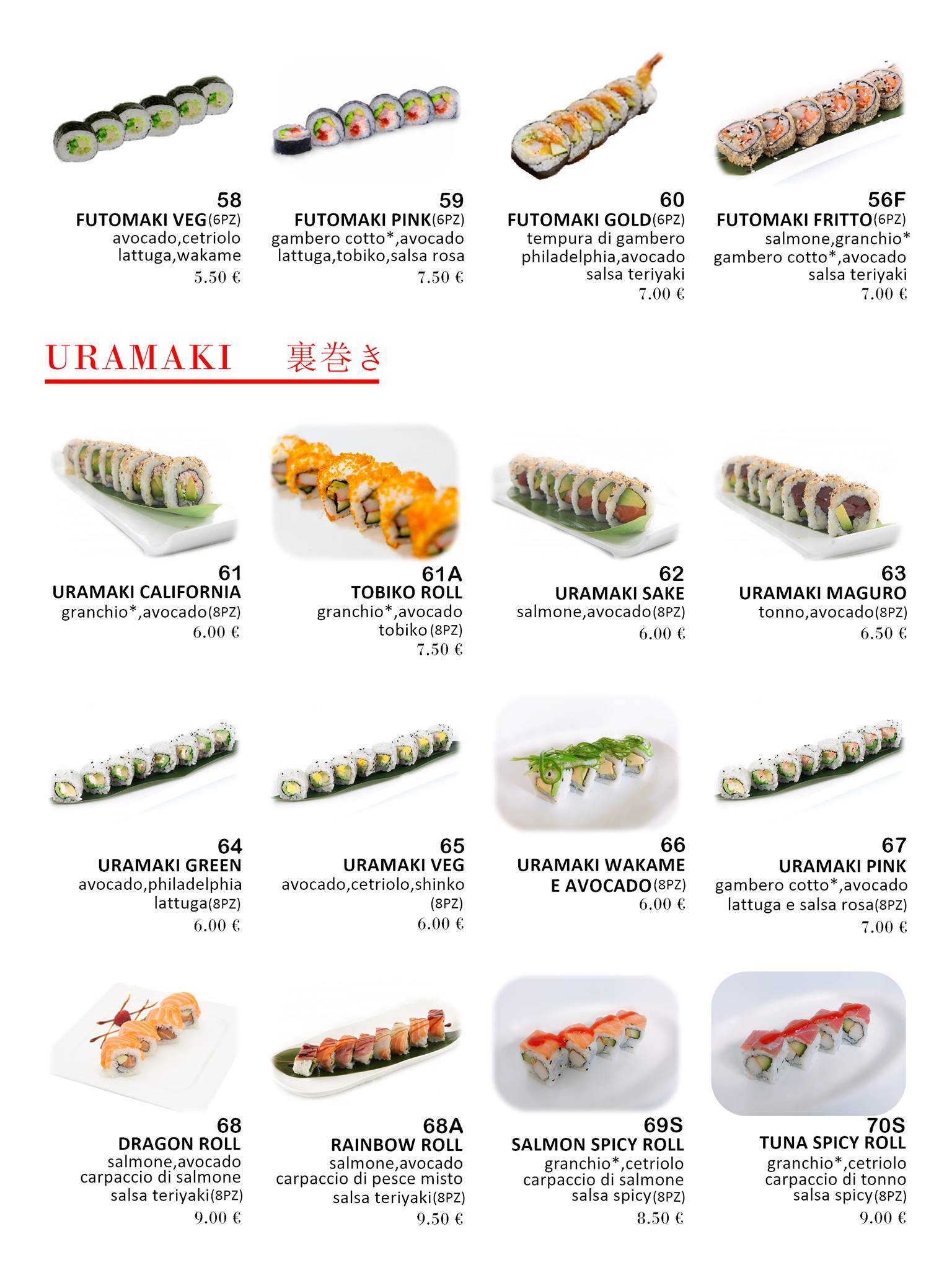 Menu di Gold Sushi - Japanese & Asian Fusion Restaurant 
