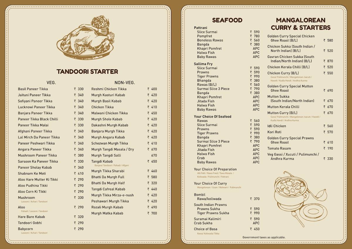 Golden Curry menu