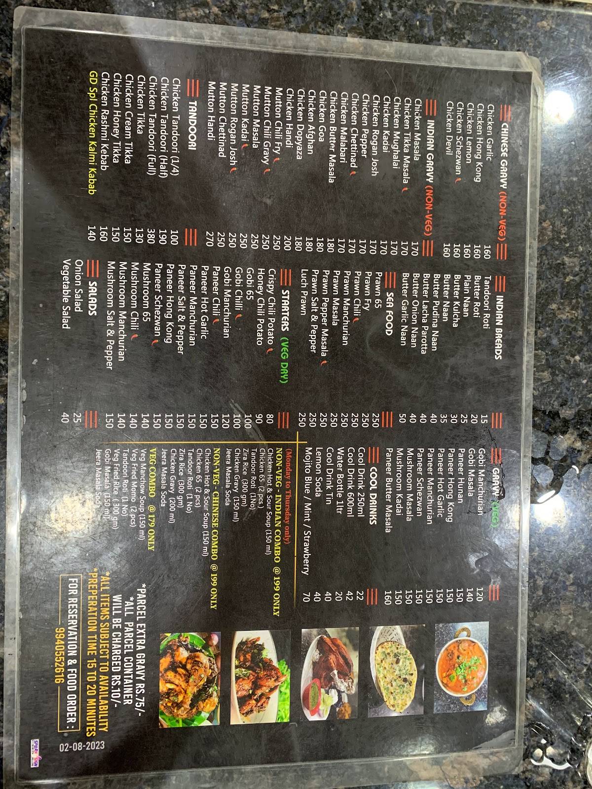 Golden Delight Fast Food Restaurant menu