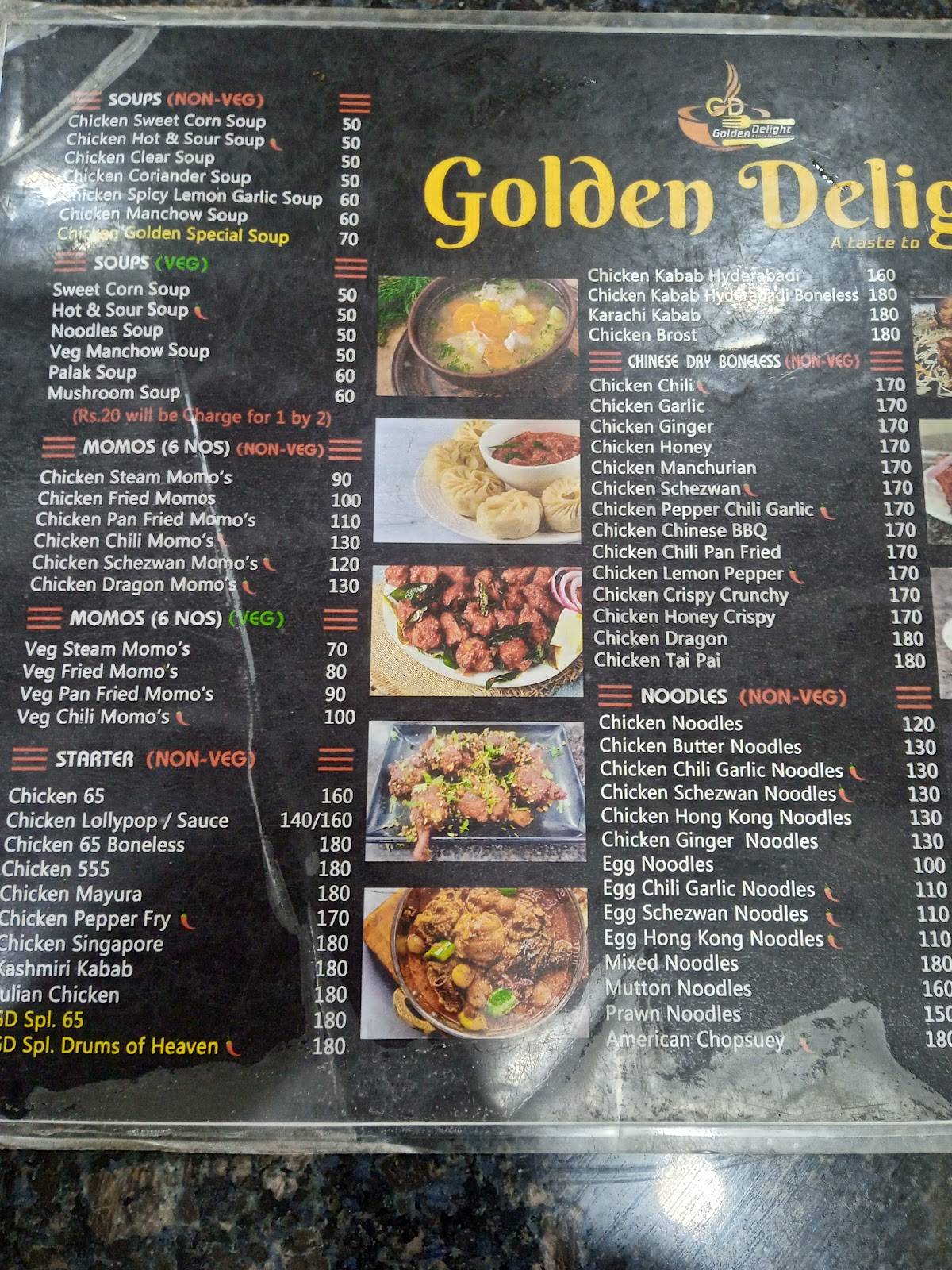 Golden Delight Fast Food Restaurant menu