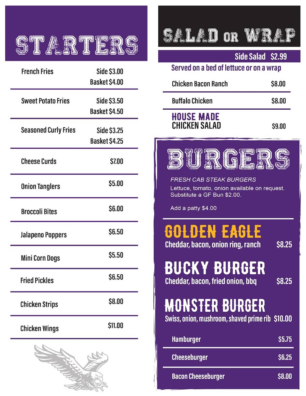 Menu at Golden Eagle pub & bar, Barneveld, 103 Bus Id