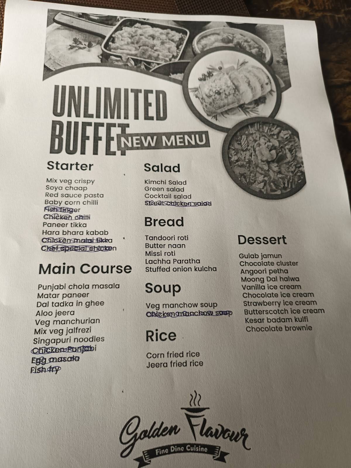 Golden Flavour menu