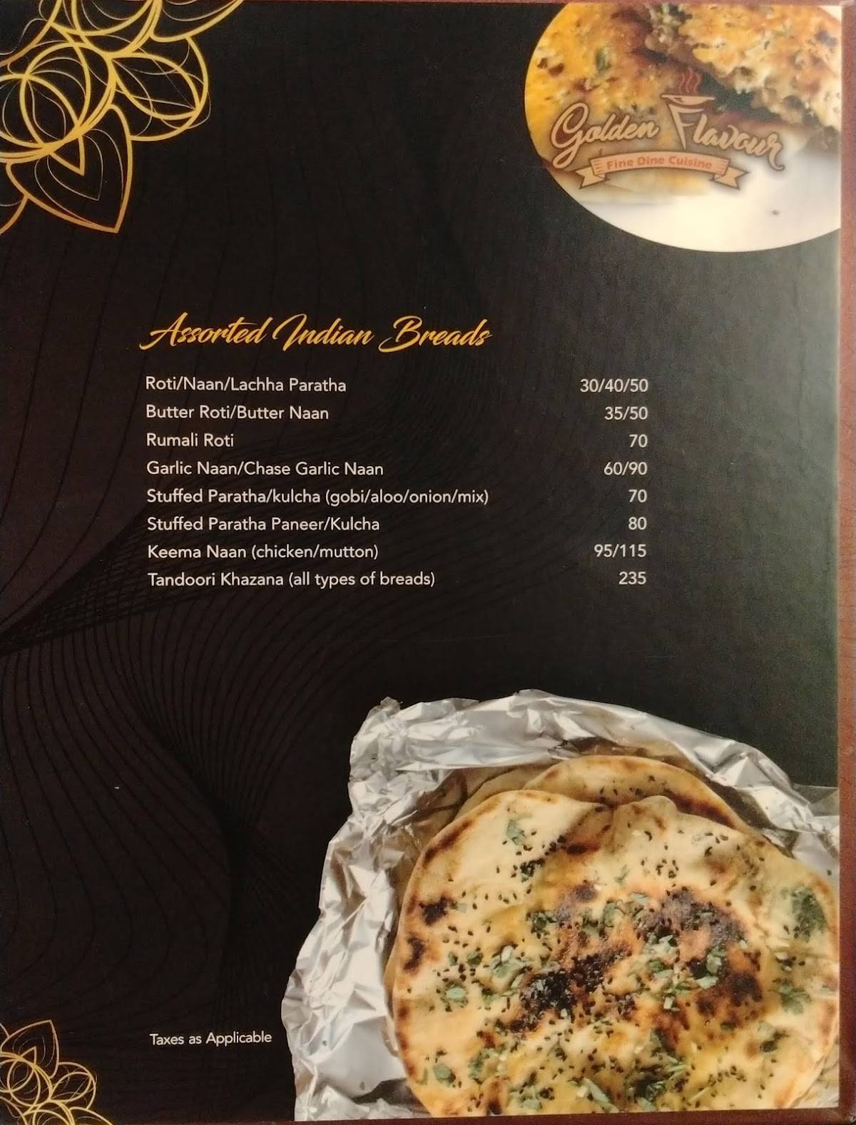 Golden Flavour menu