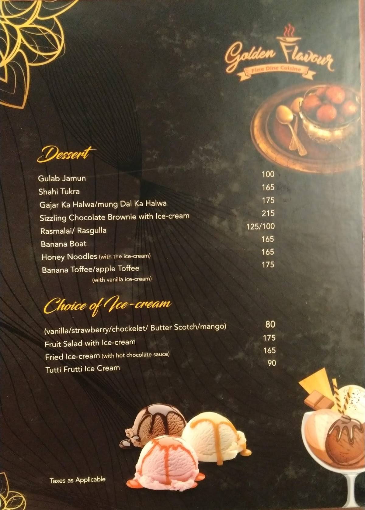 Golden Flavour menu