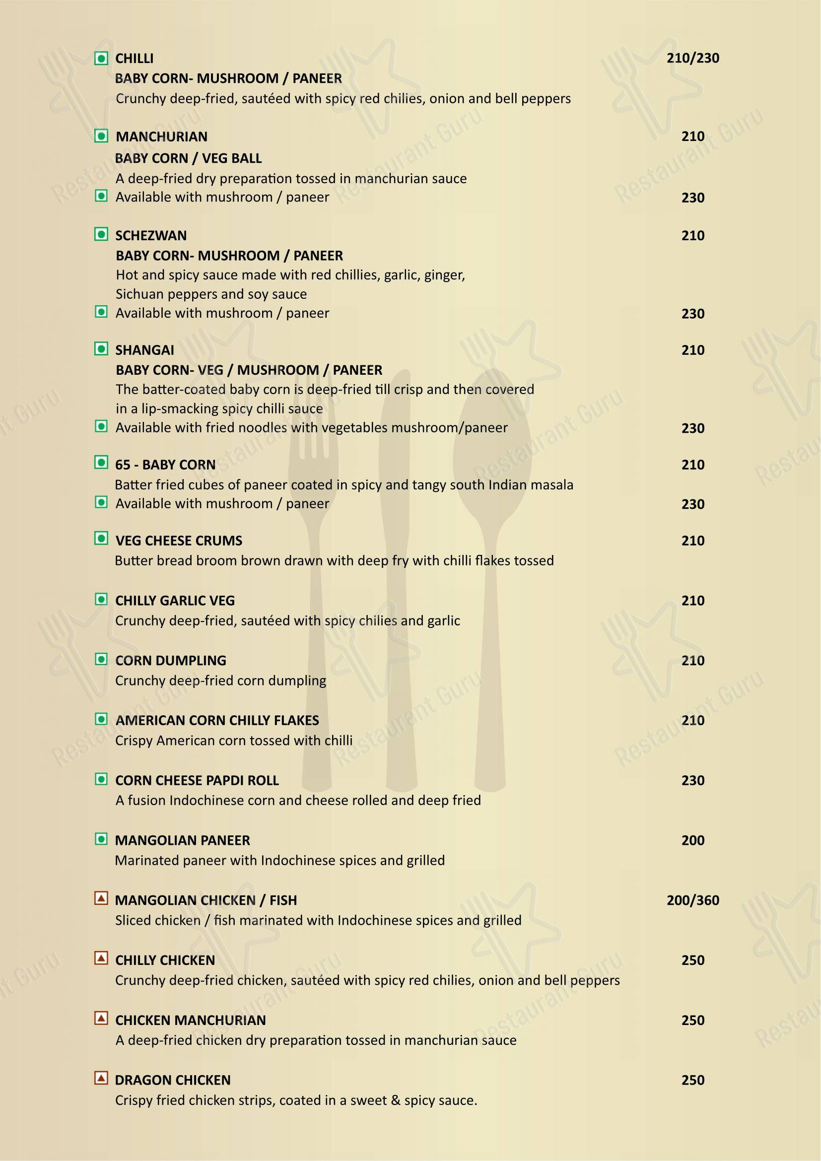Menu for Golden Quill Restaurant and Cafe in Mysuru
