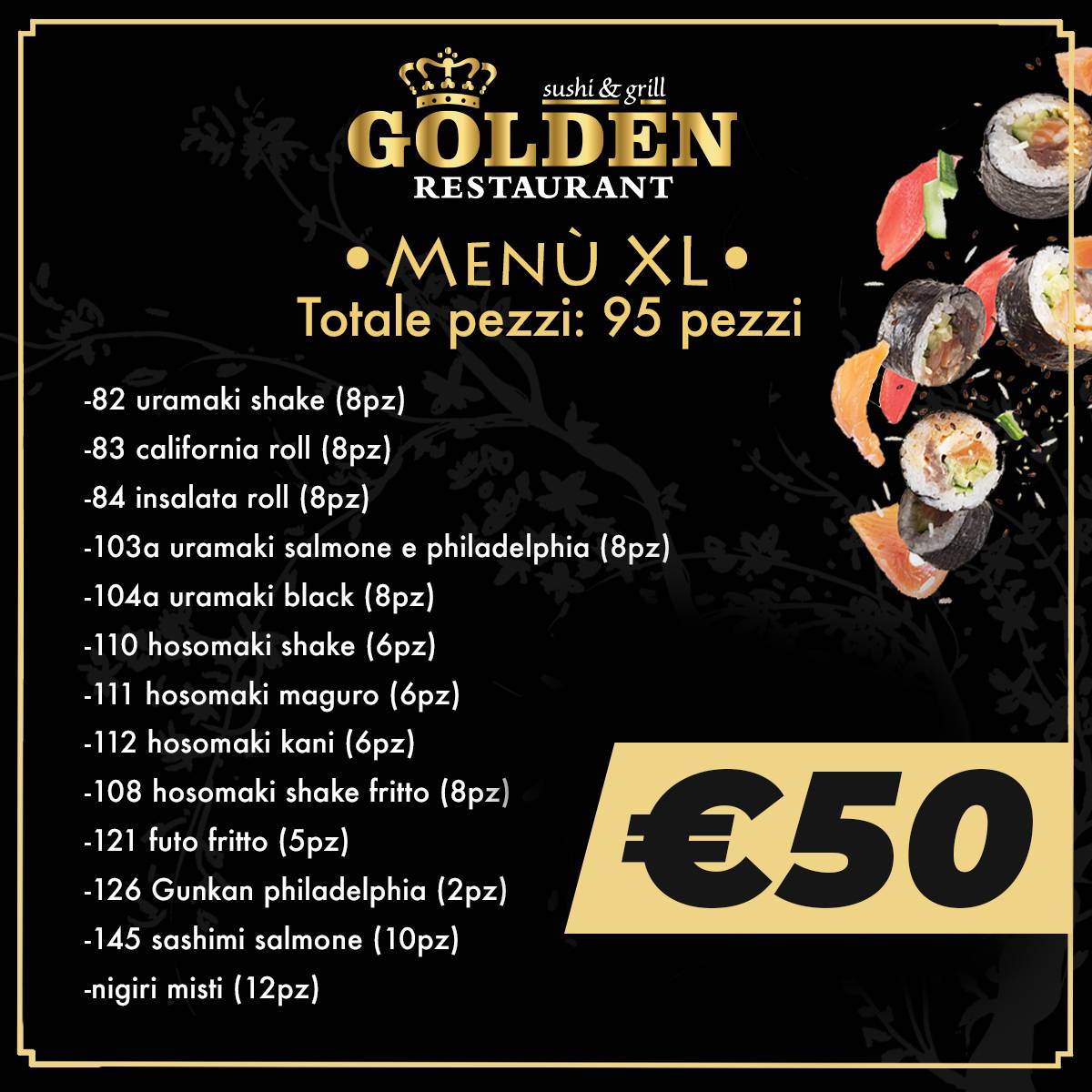 Menu di ex Golden Sushi ora Mizu Sushi. SIAMO APERTI 