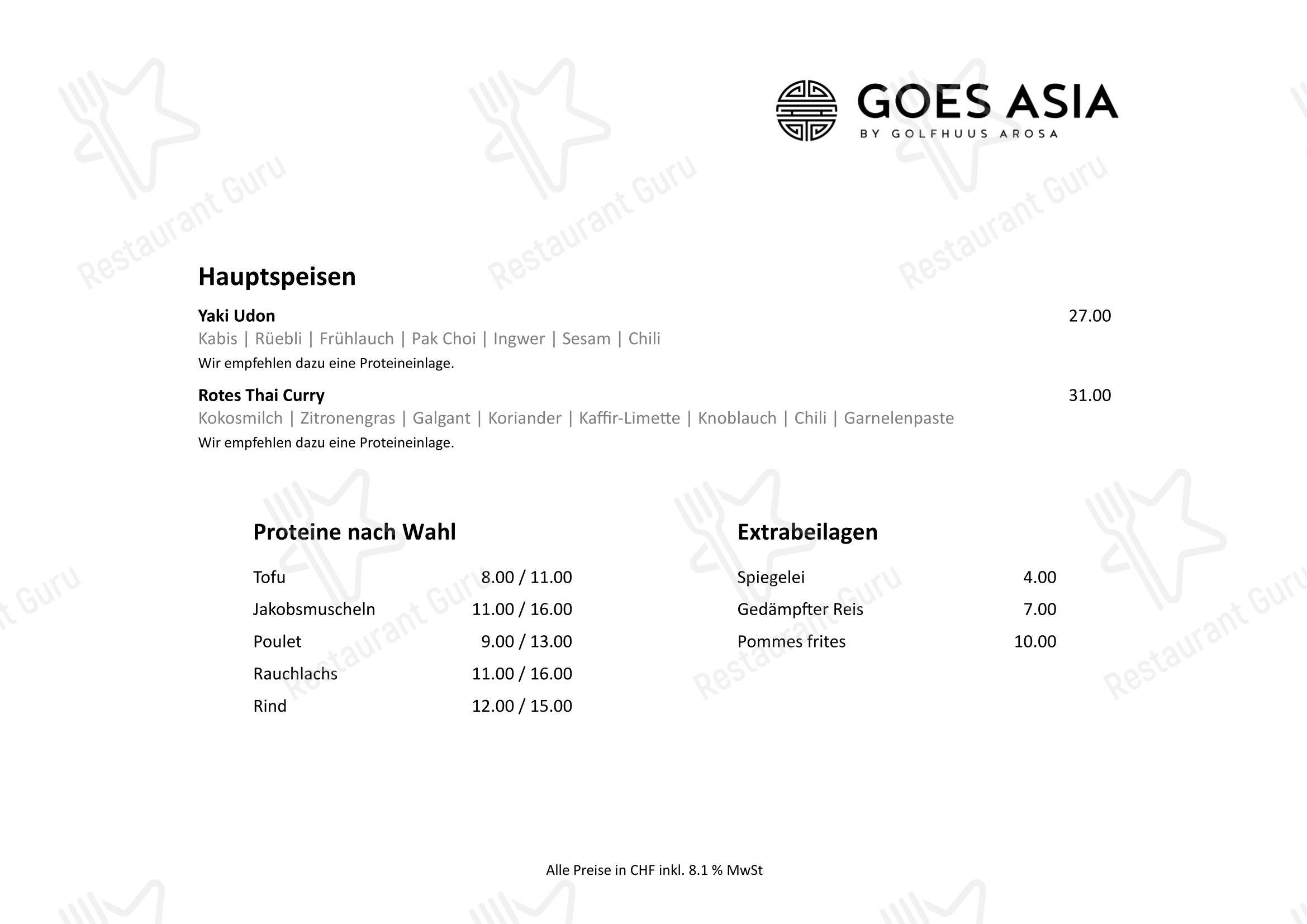 菜单 per Golfhuus goes Asia in Arosa