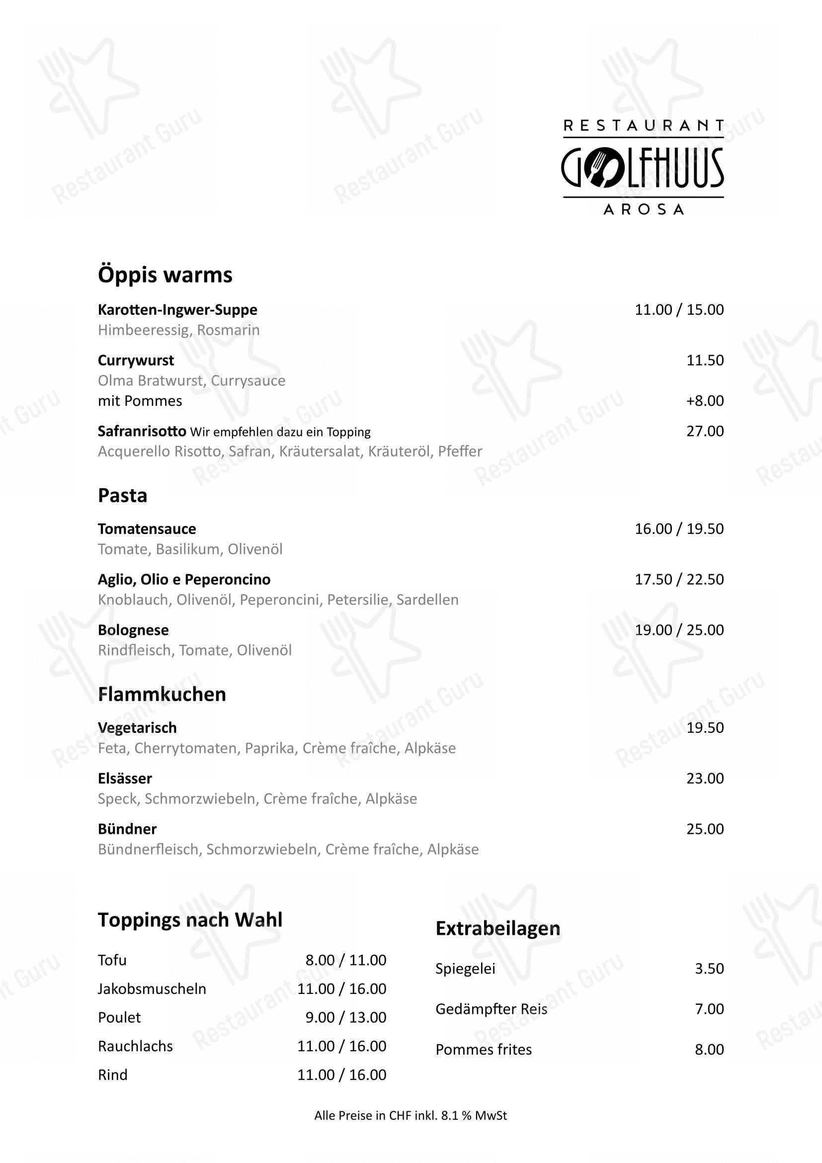 Menu bar per Golfhuus goes Asia ristorante