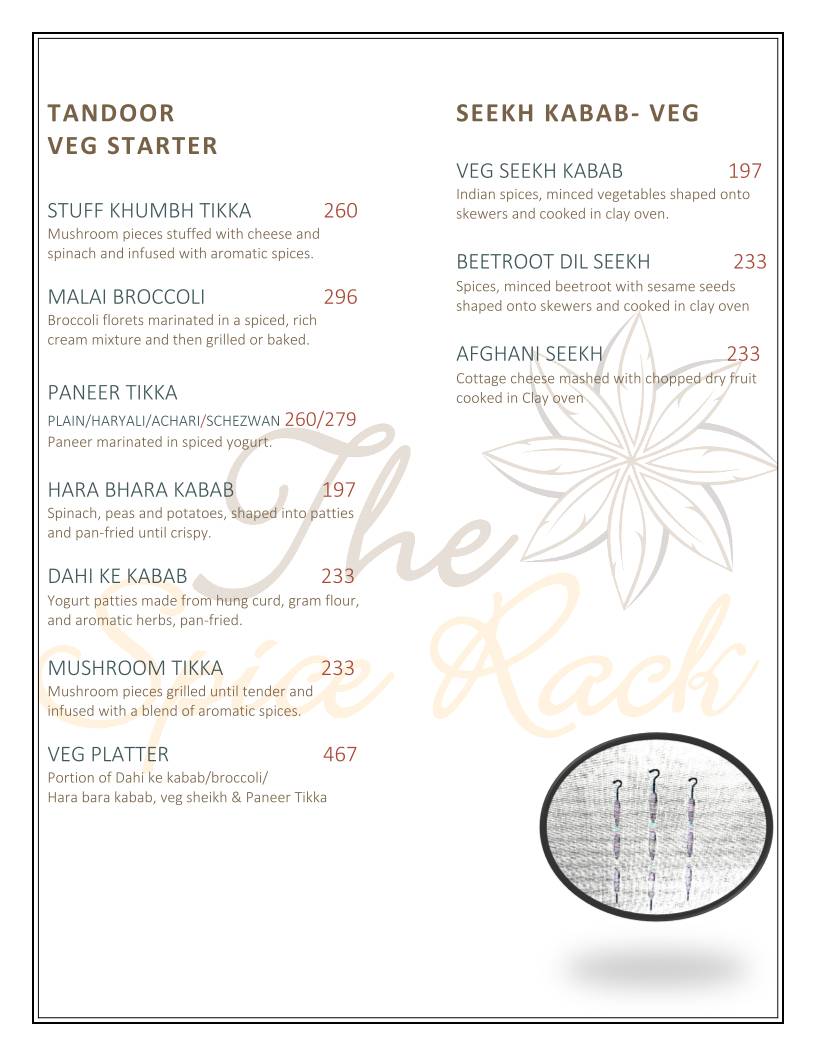 The Spice Rack menu