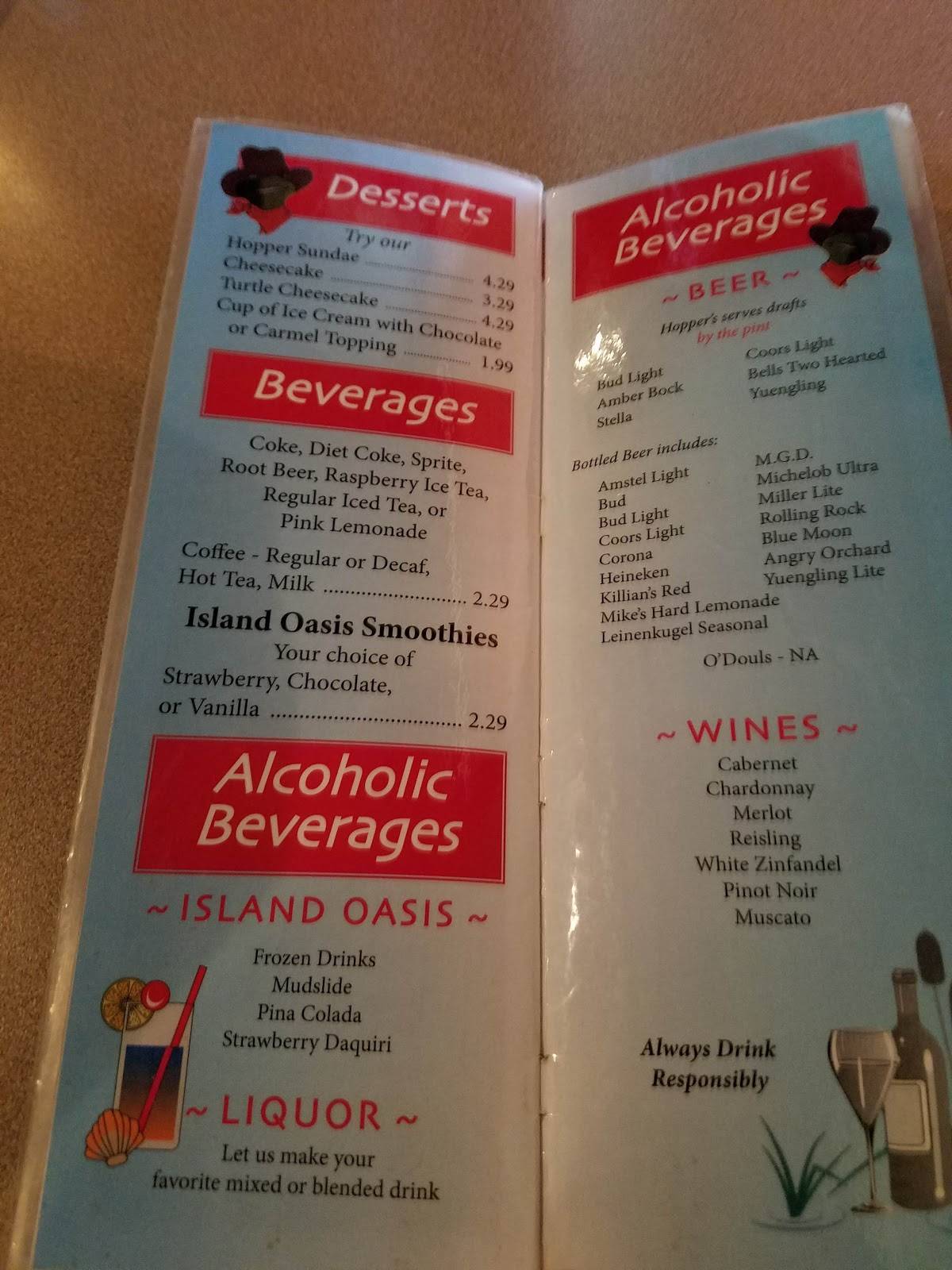 Menu at Hoppers Pike Street Grill pub & bar, Goshen