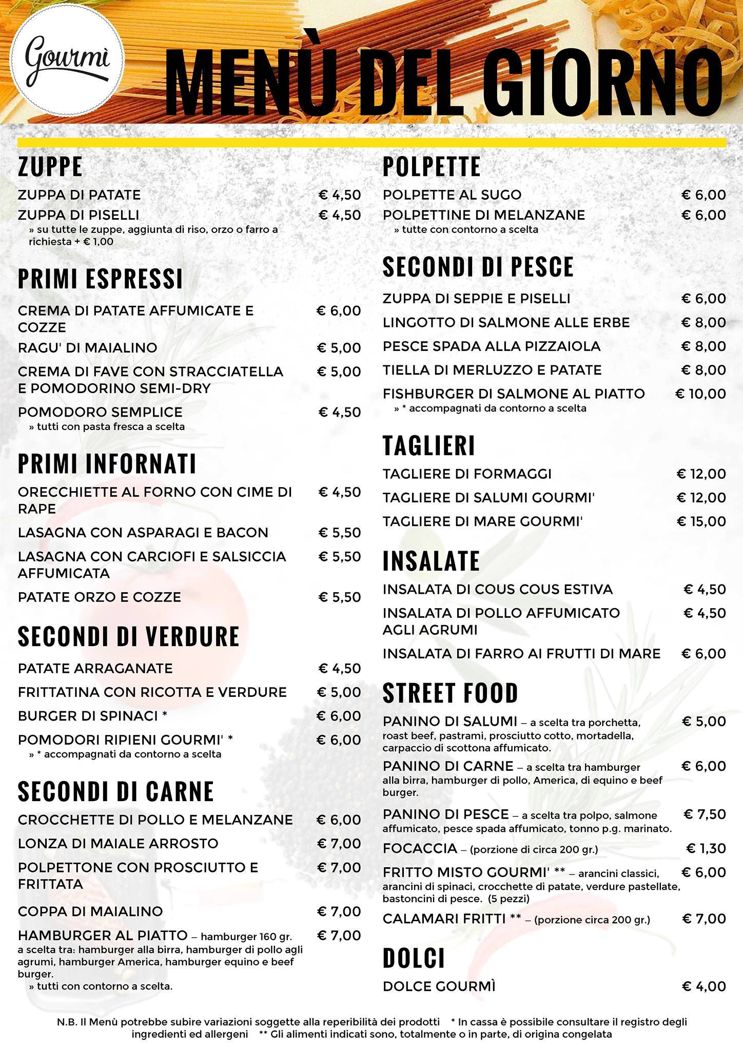 Menu de Gourmì