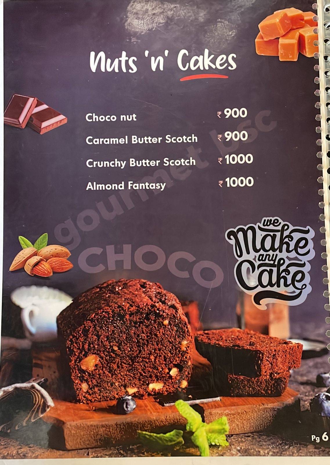 Gourmet Bakes Sweets Cafe menu