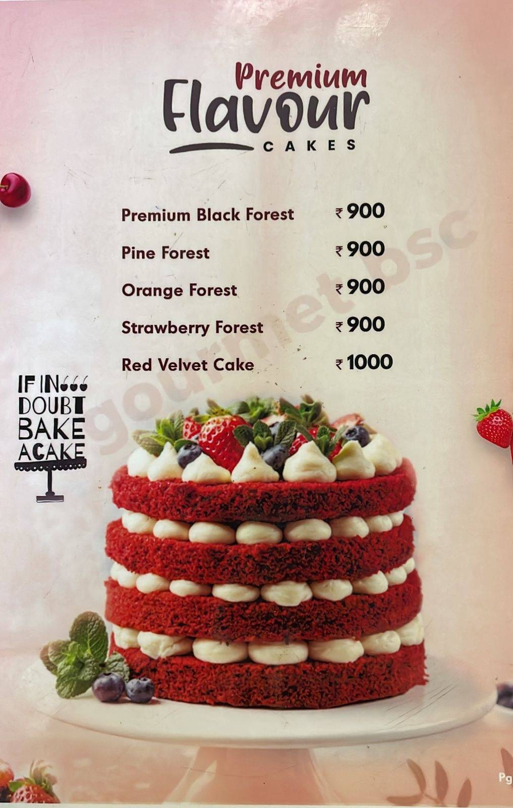 Gourmet Bakes Sweets Cafe menu