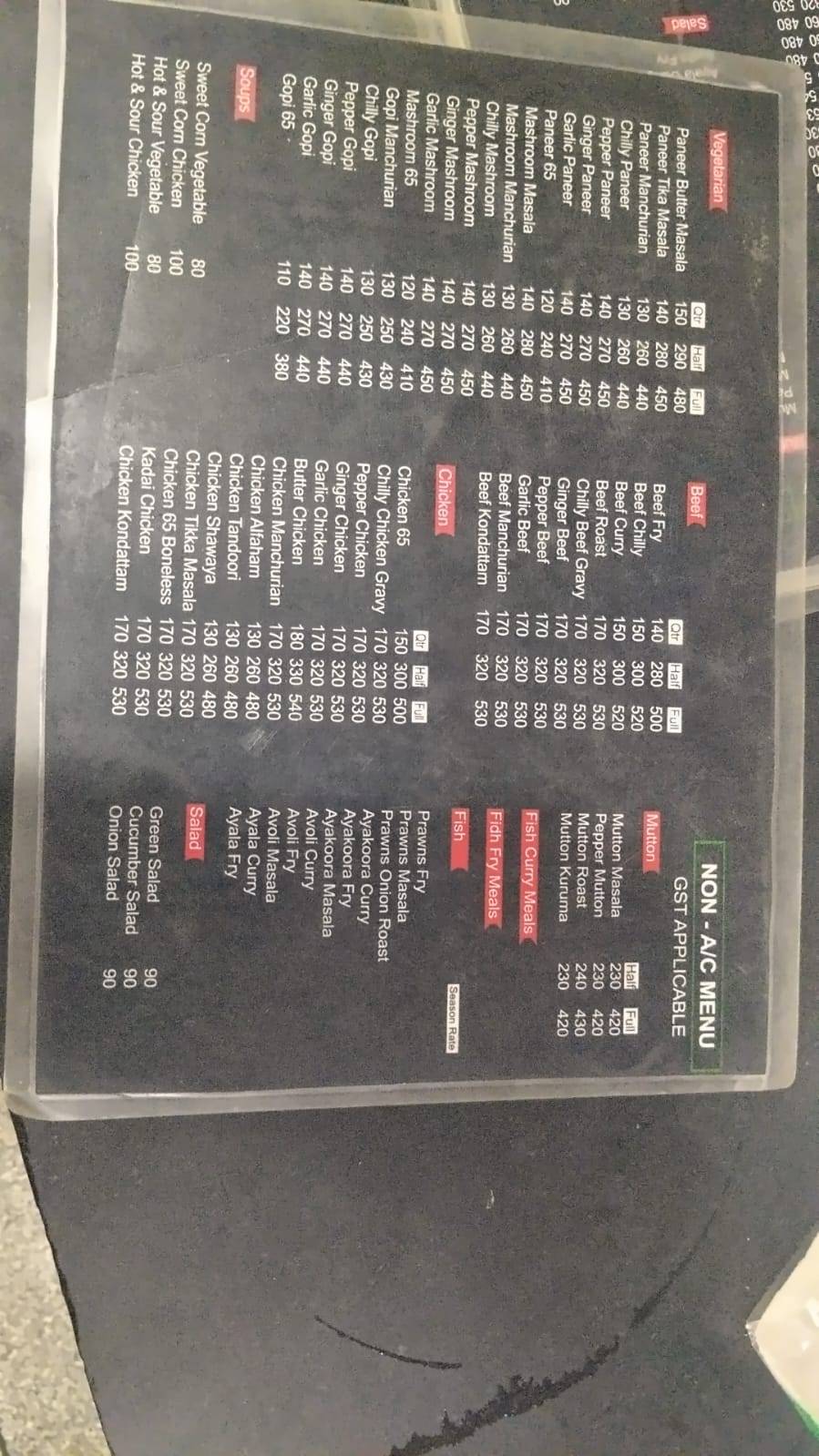 Grace Hotel menu