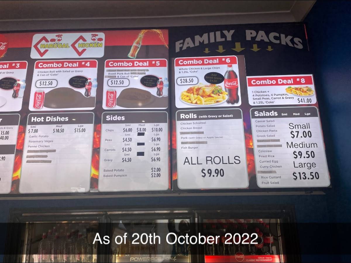 Menu at Charcoal Chicken fast food, Grafton