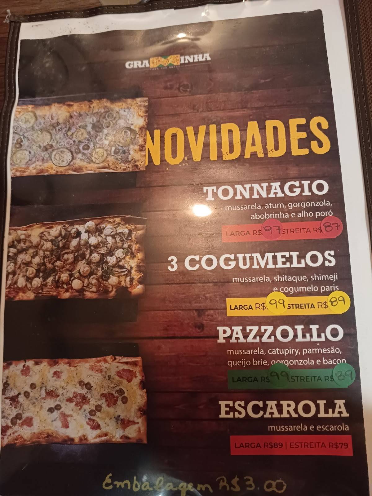 Graminha Pizzaria Santos cardápio