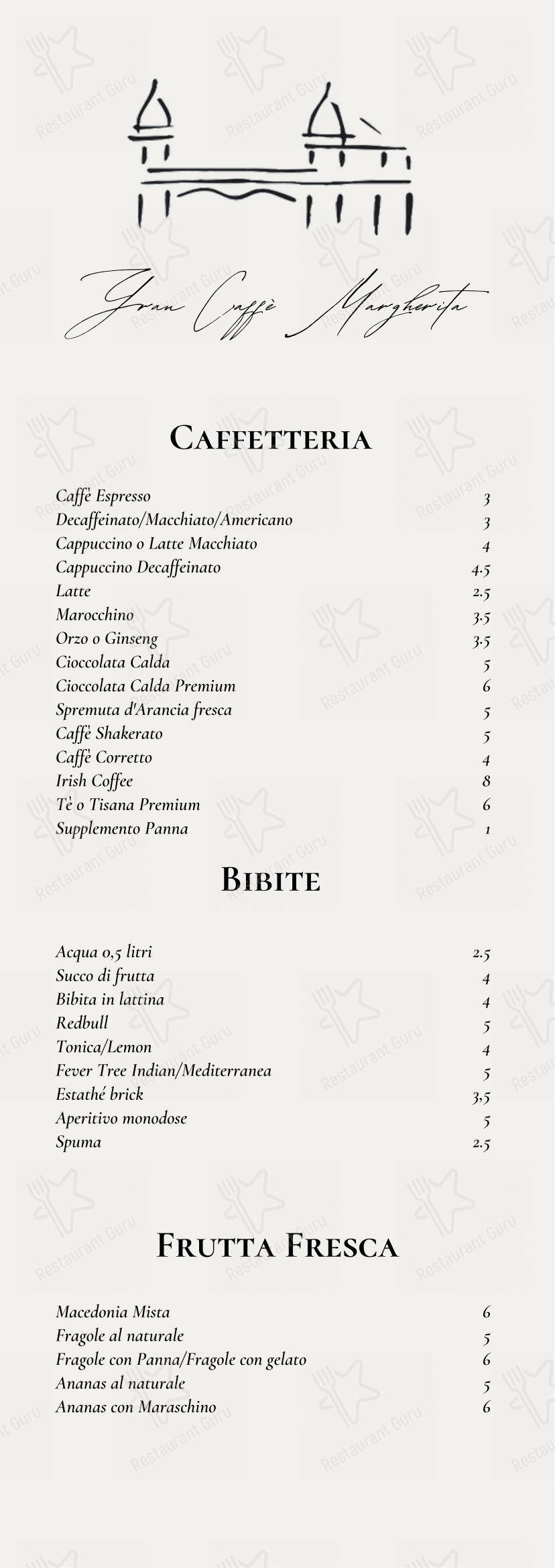 Gran Caffè Margherita in Viareggio - 菜单