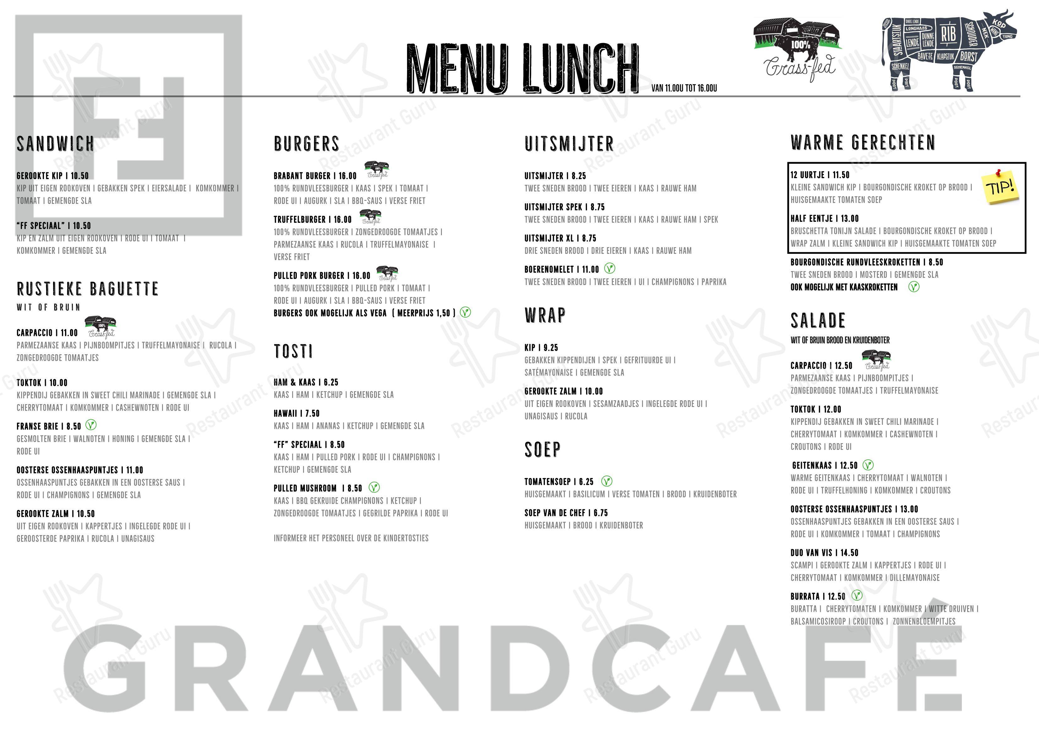 Menu pour Grand Café FF - 菜单