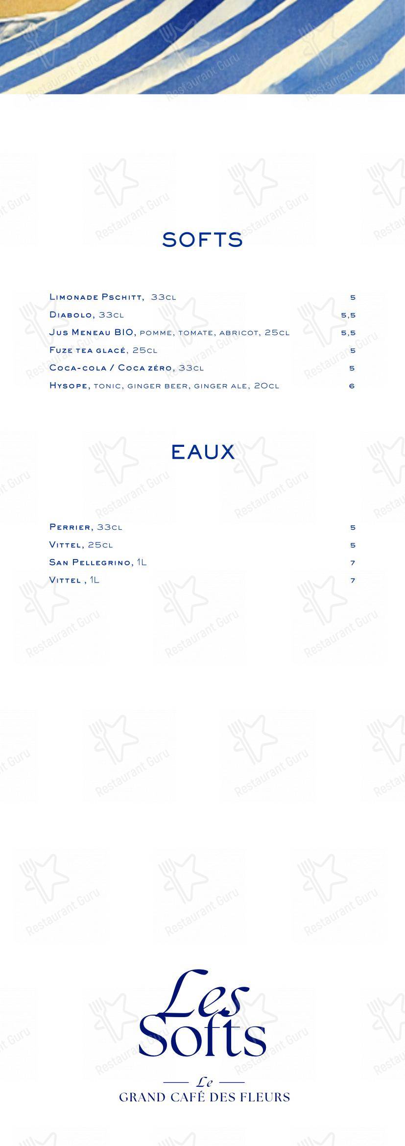 Menu pour Grand Café des Fleurs - Menu