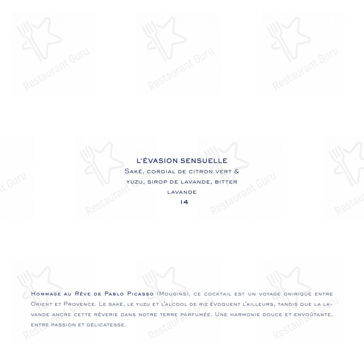 Menu bar pour Grand Café des Fleurs restaurant