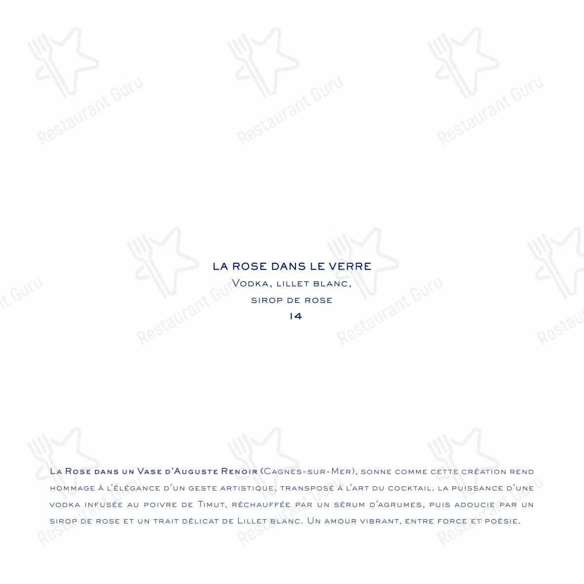 Menu bar pour Grand Café des Fleurs dans Nice