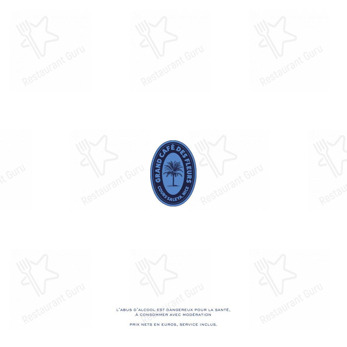 Menu bar pour Grand Café des Fleurs restaurant