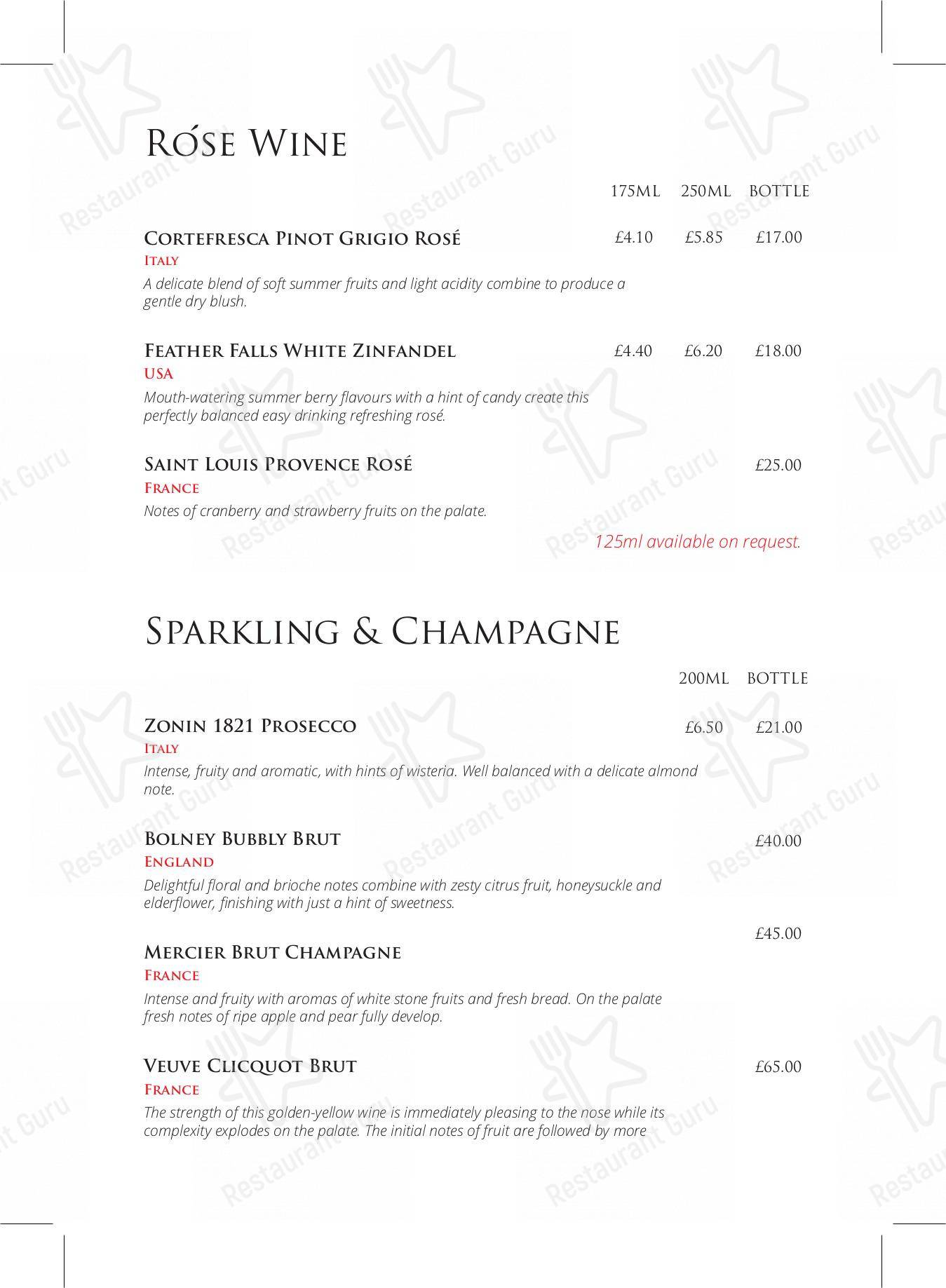 Menu at Grapevine pub & bar, Herne Bay