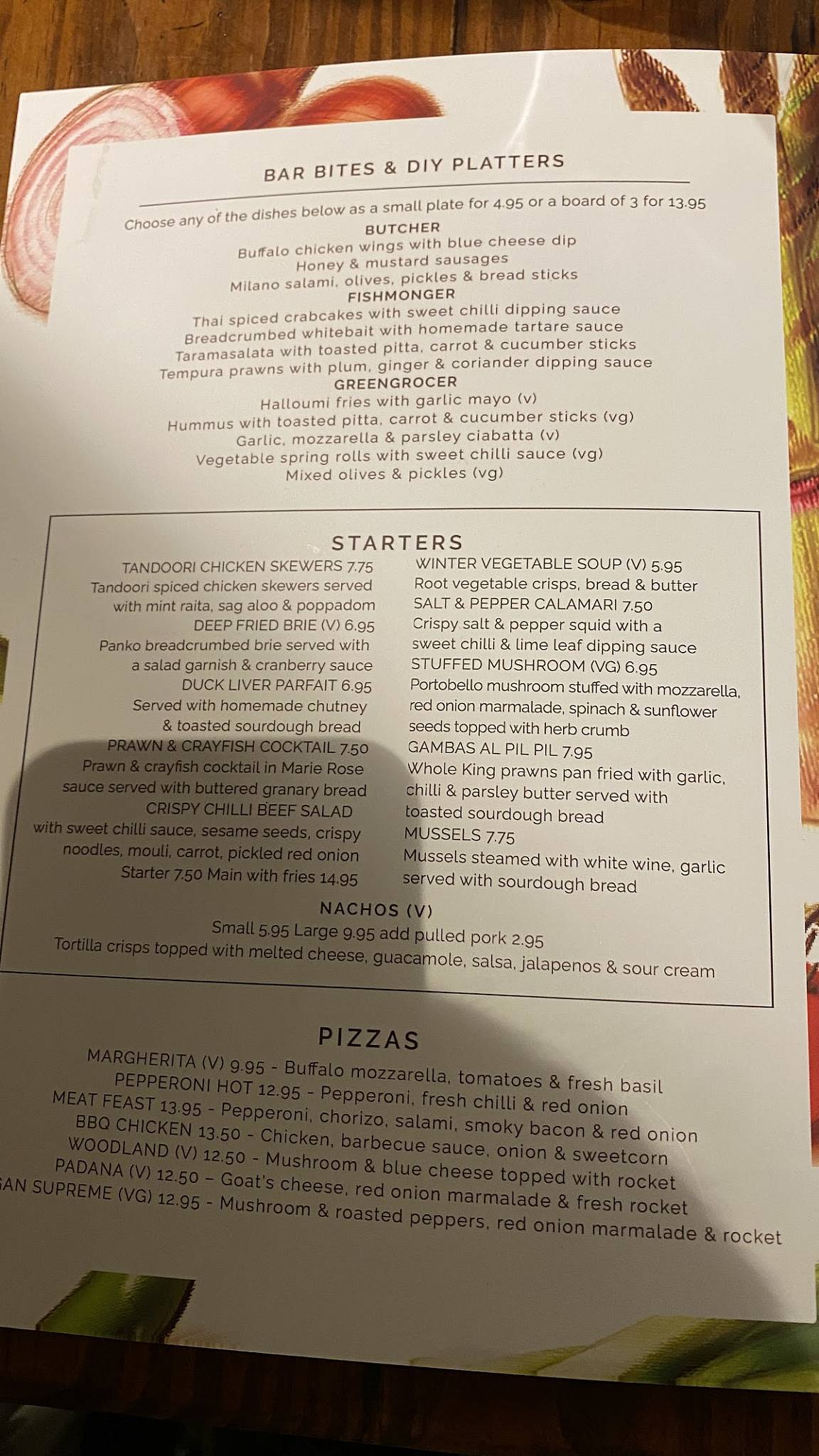 Menu at The Angel & Harp pub & bar, Great Dunmow