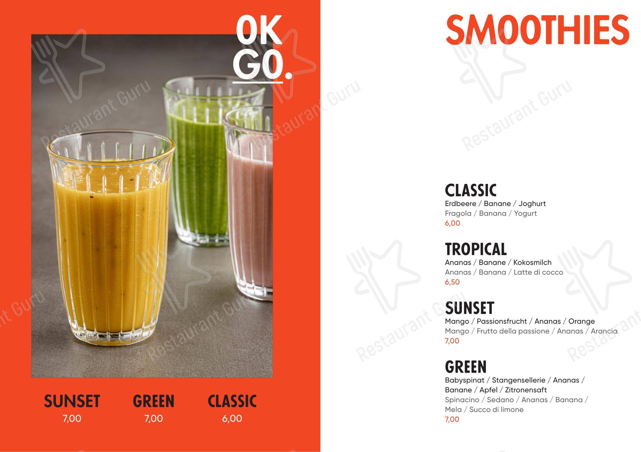 Menu di Gretl am See Restaurant - Menu bar