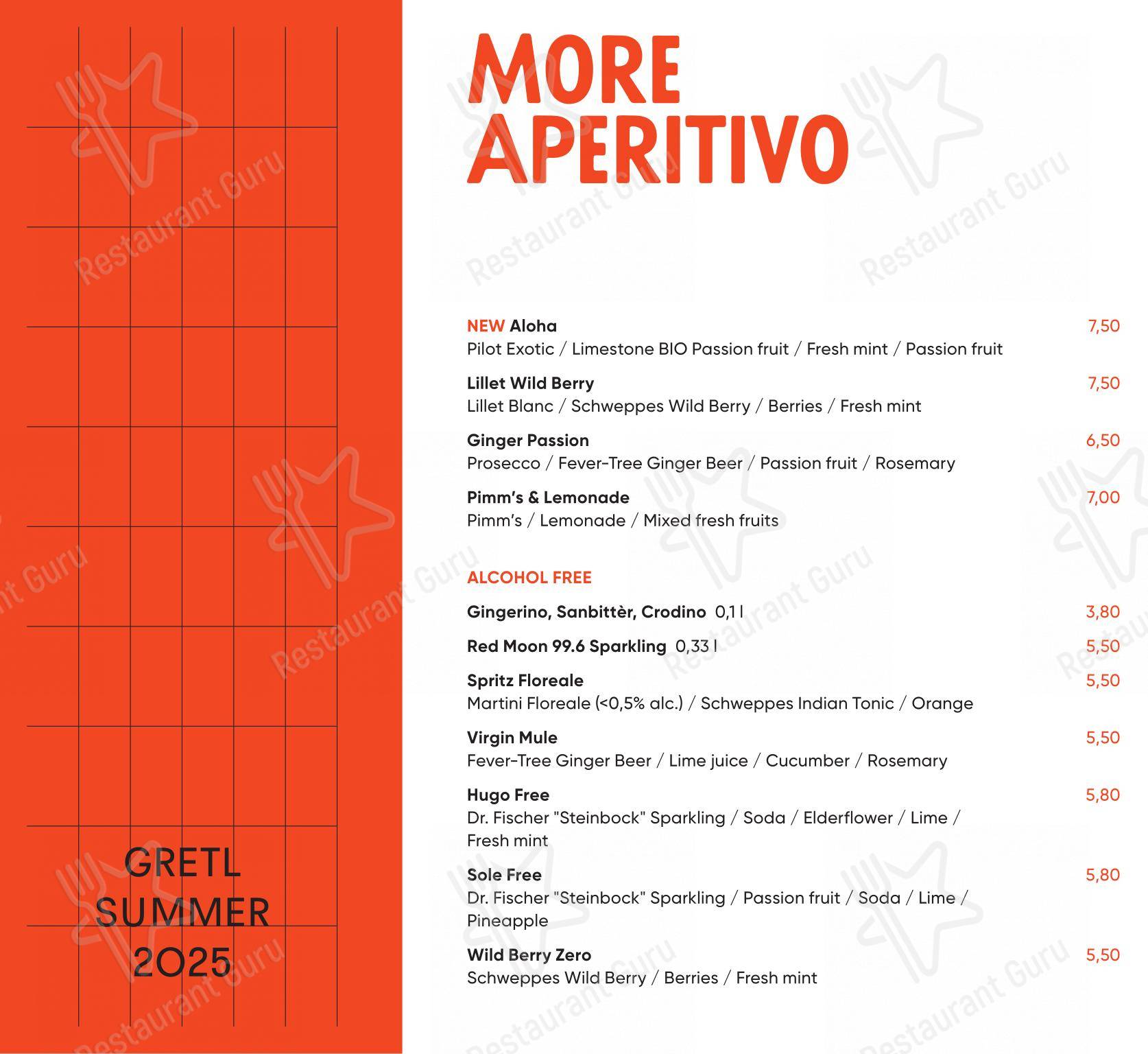 Menu bar per Gretl am See Restaurant ristorante