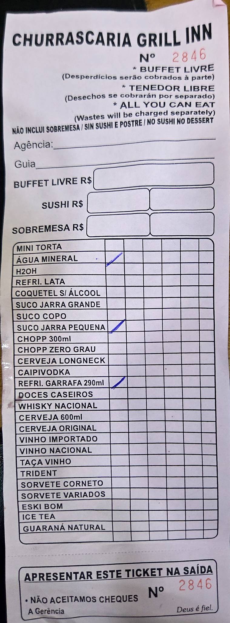 Churrascaria Grill Inn cardápio