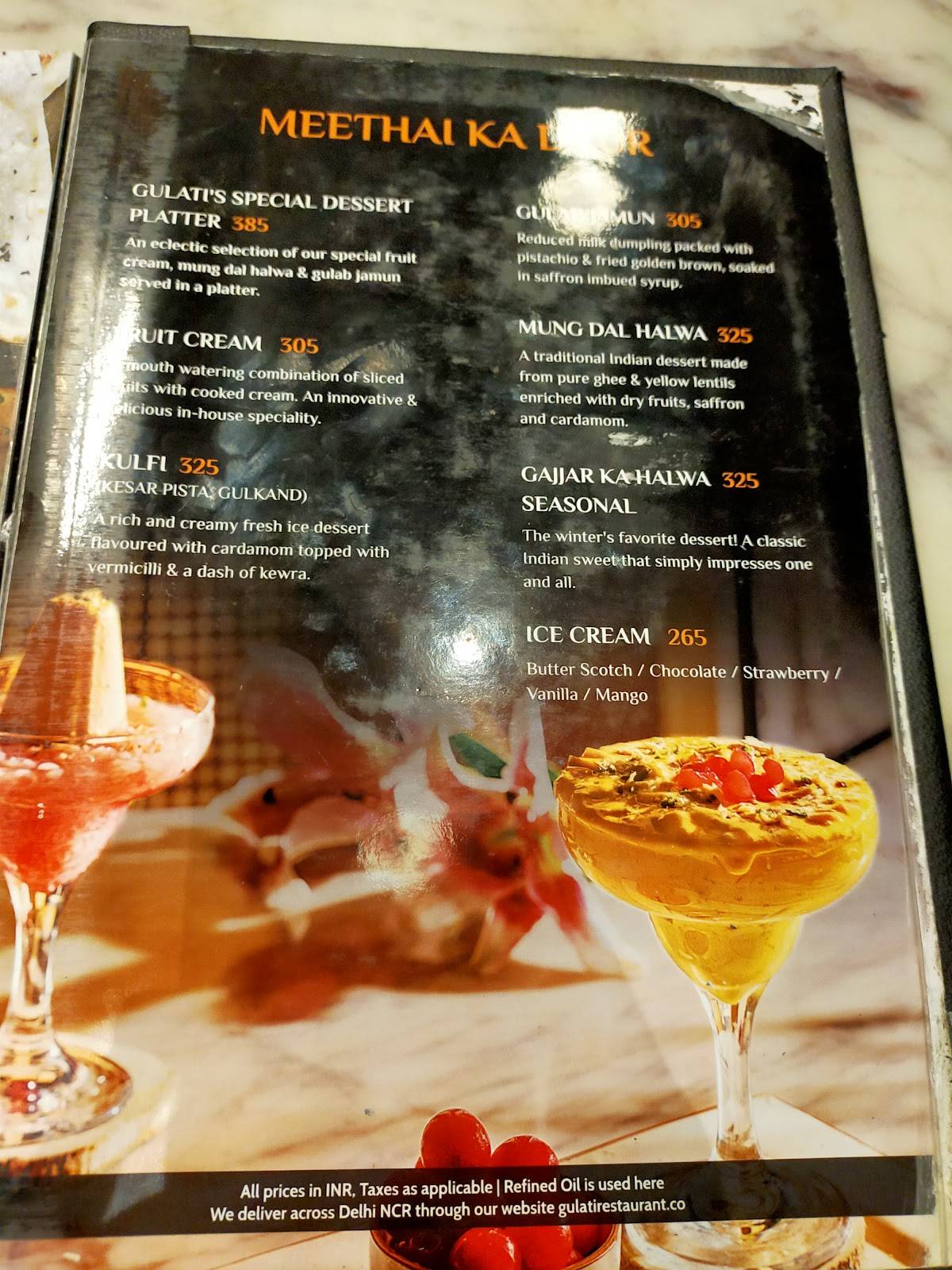 Gulati Restaurant, Gurugram menu