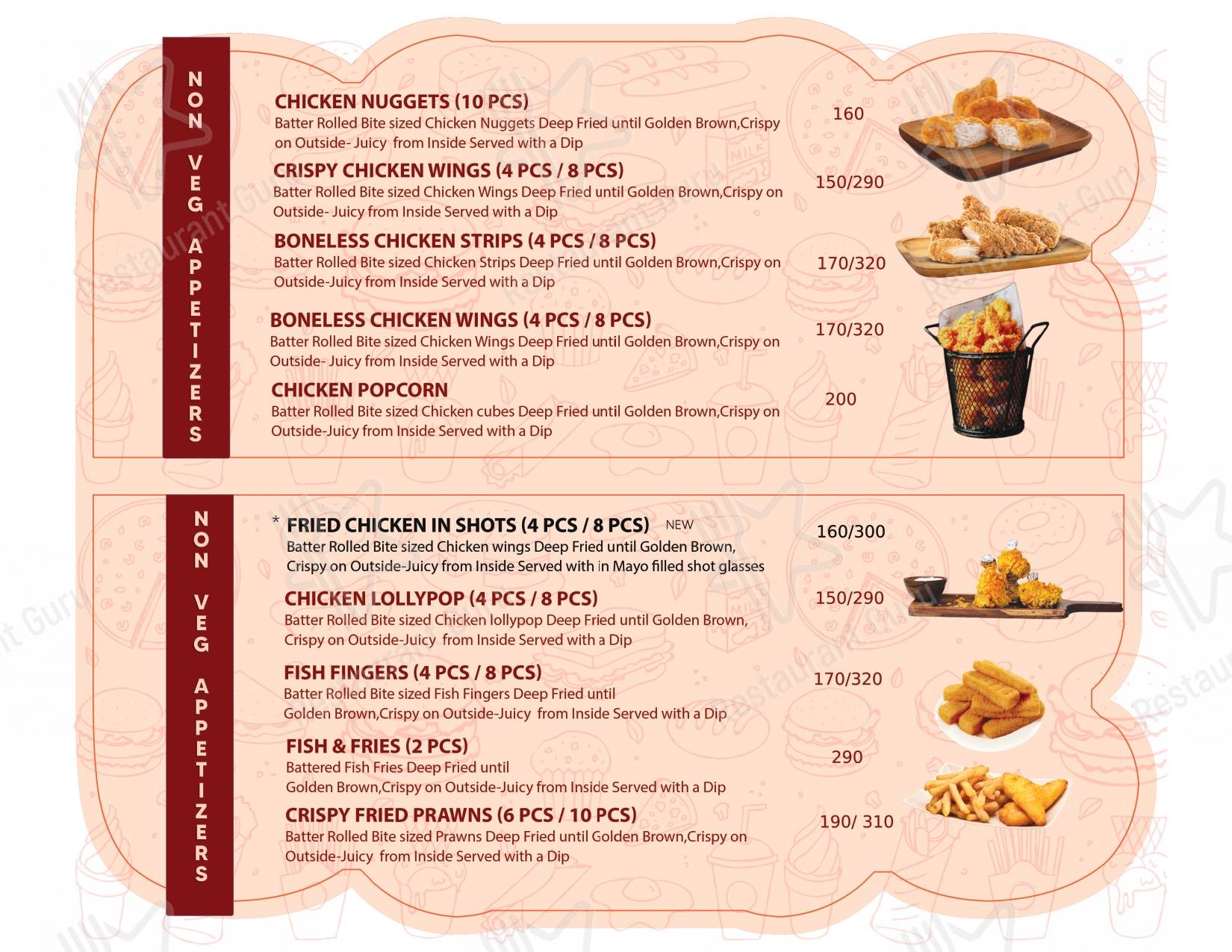 Boss of Burgers (BOB) menu
