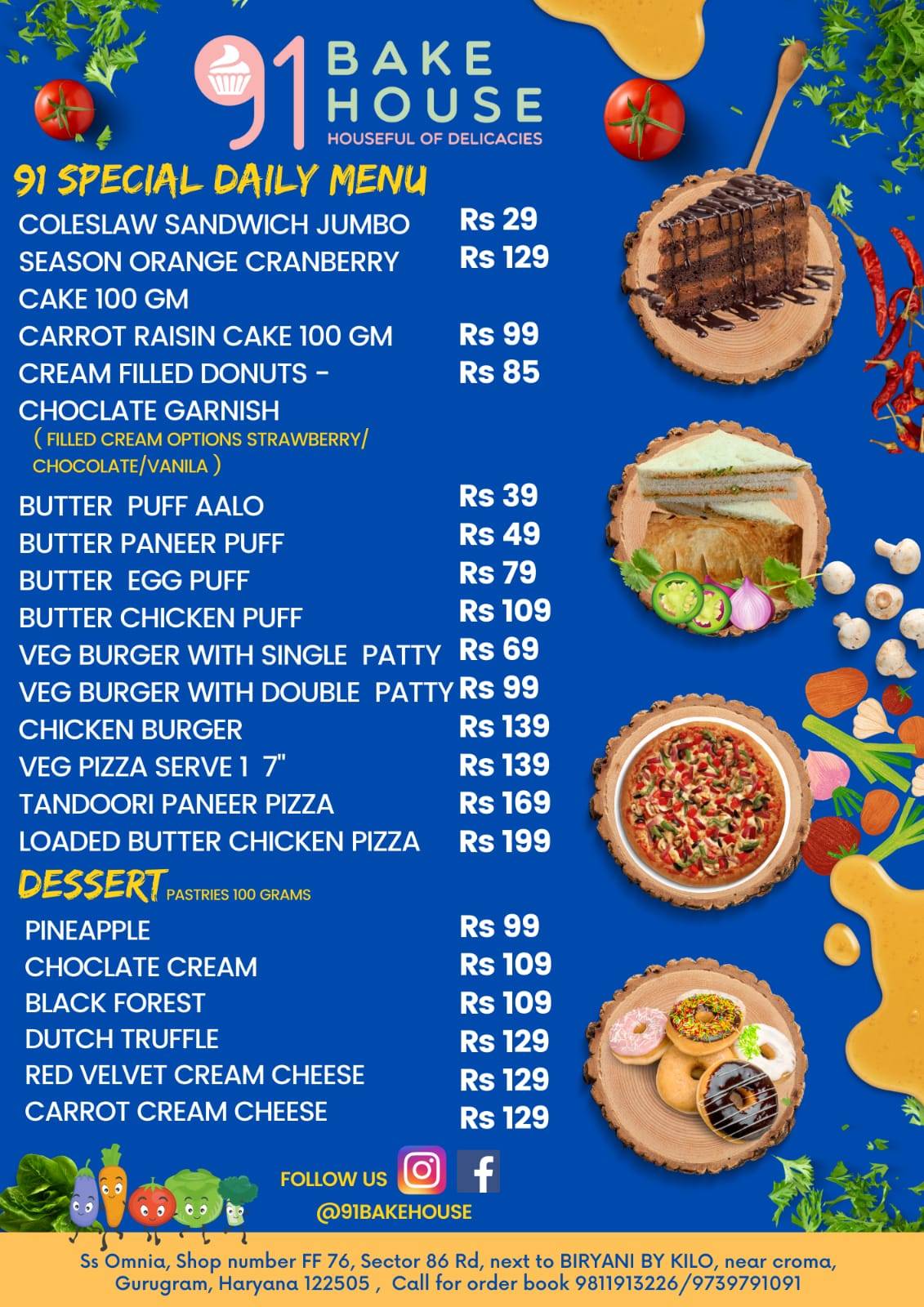 91 Bake House by ruby menu