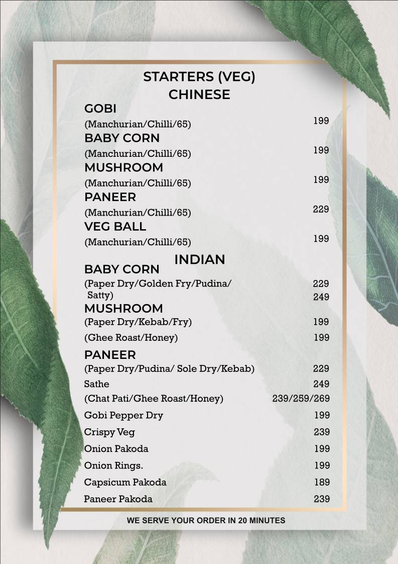 H cube cafe and Restaurant menu