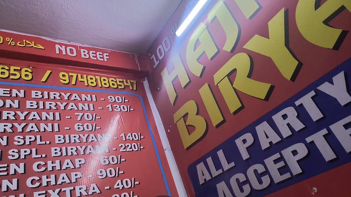 HAJI ALI BIRYANI menu