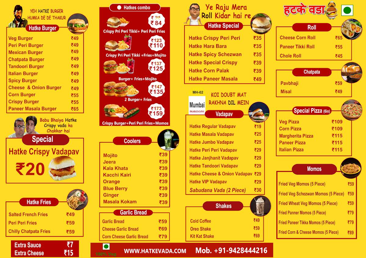 HATKE VADA menu