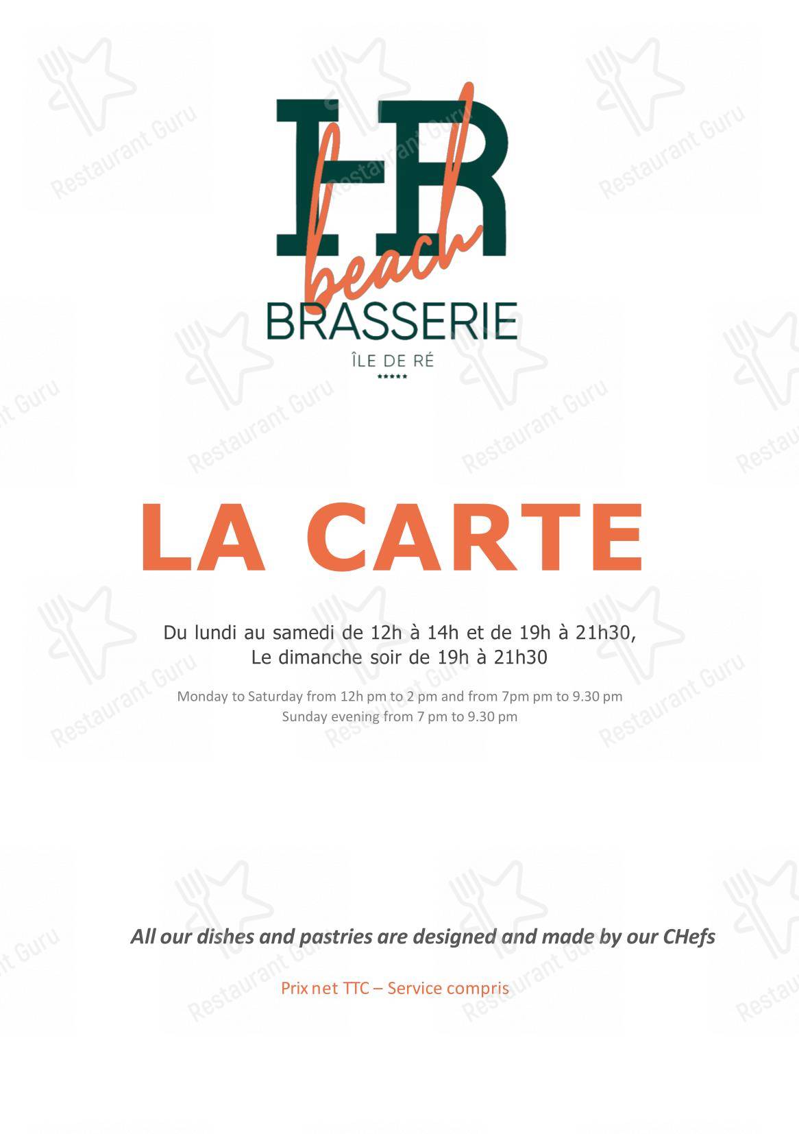 Menu pour HR Hôtel & Spa Marin dans La Flotte
