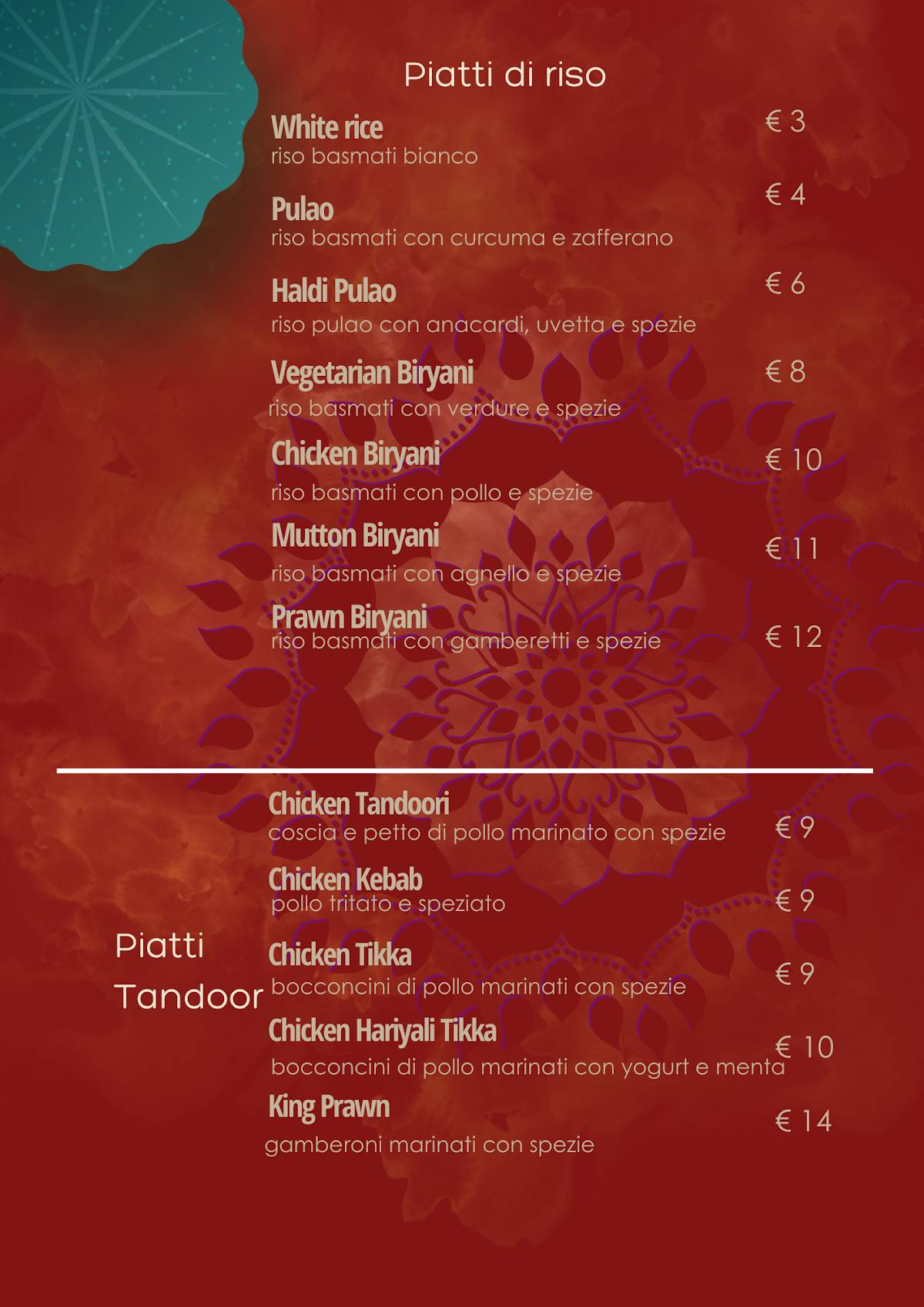 Menu di Haldi Ristorante Indiano 