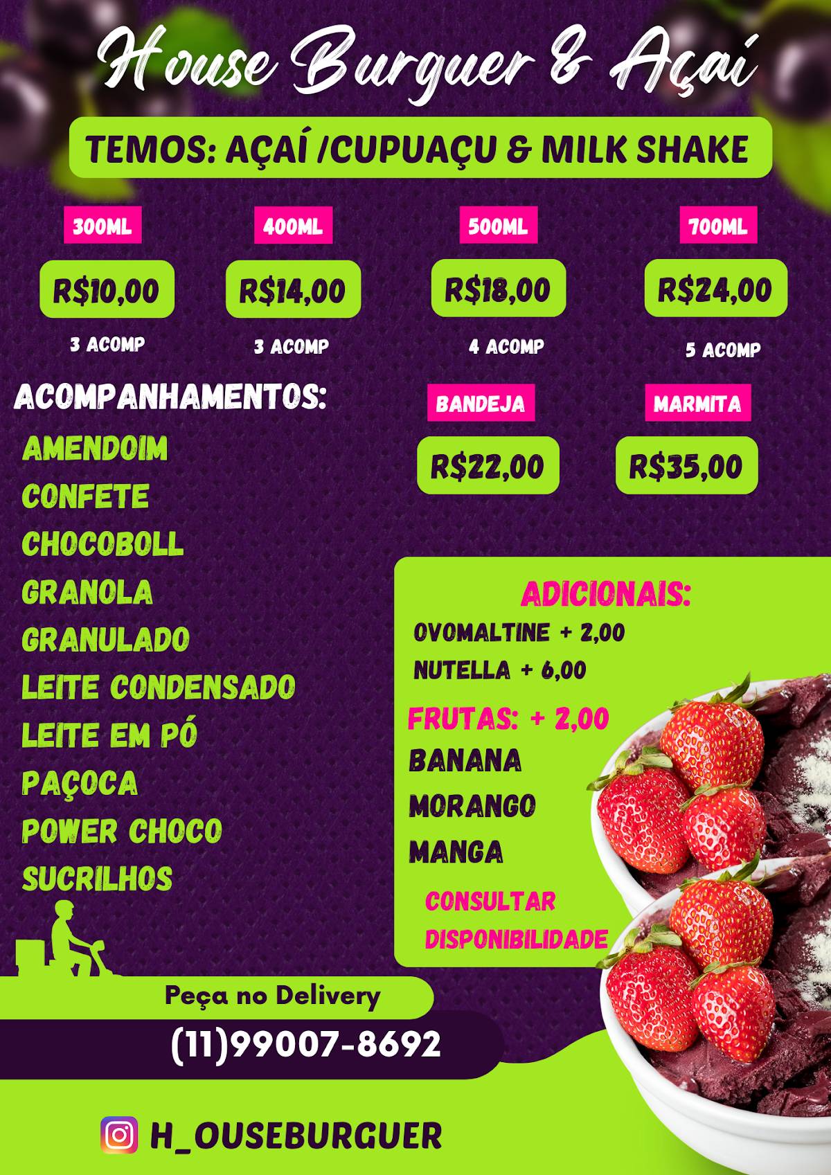 Hamburgueria Artesanal & Açaí - House Burger Itaquá cardápio