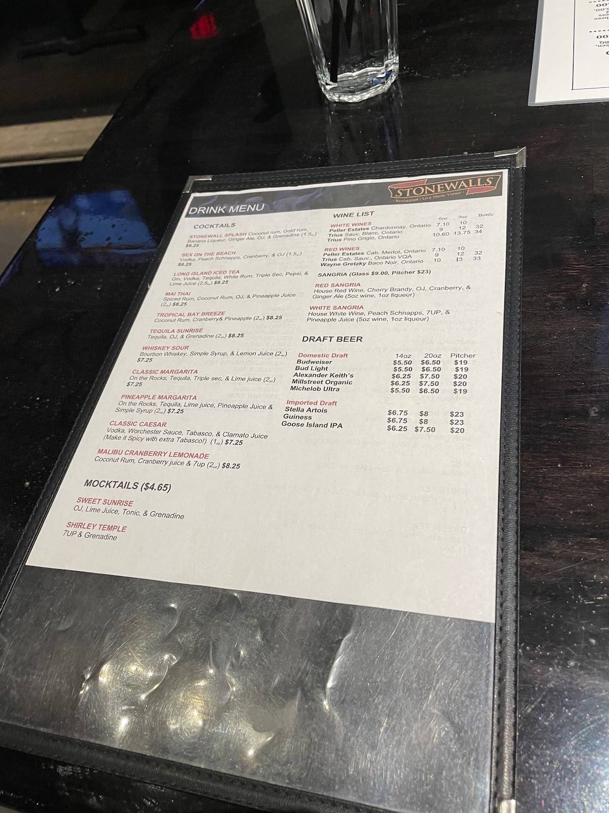 Menu de Stonewalls Restobar