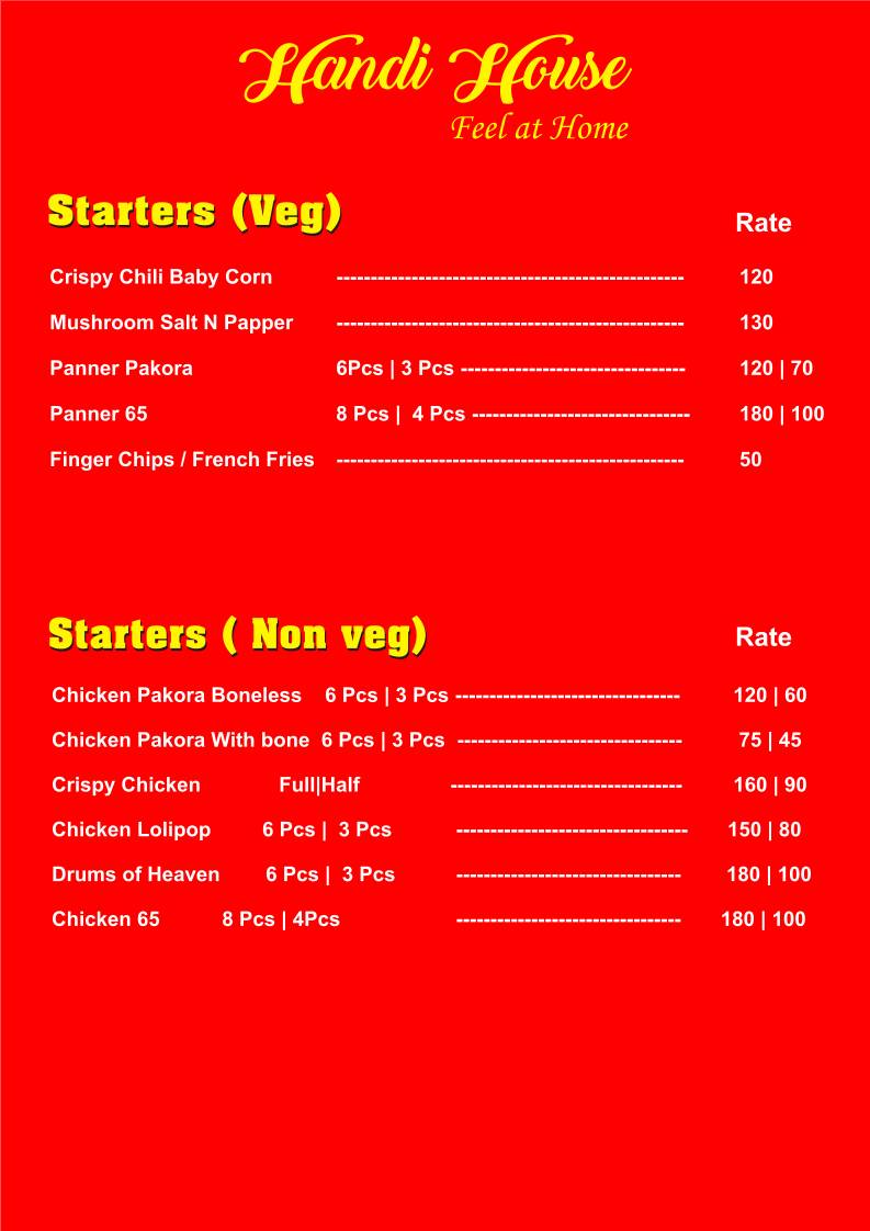 Handi House menu