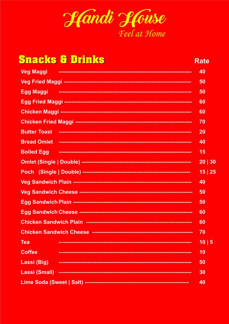 Handi House menu