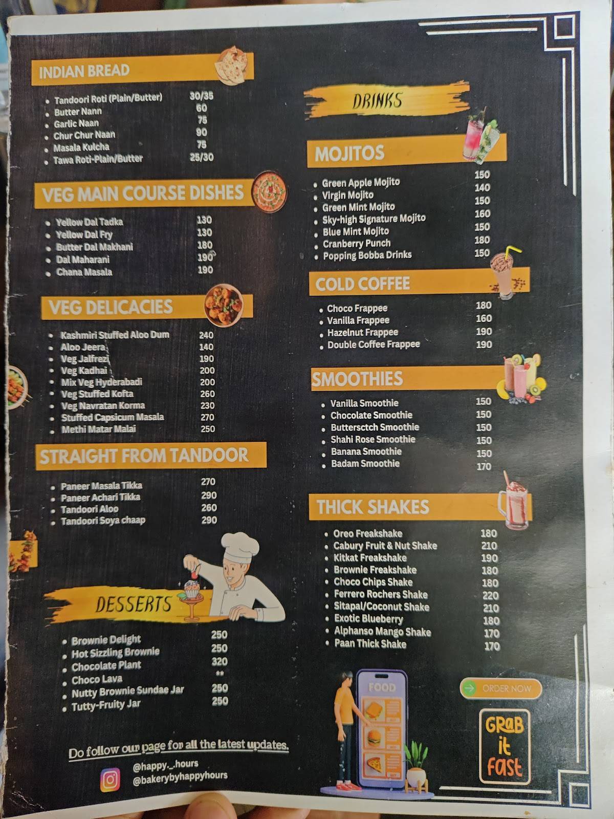 Happy Hours menu
