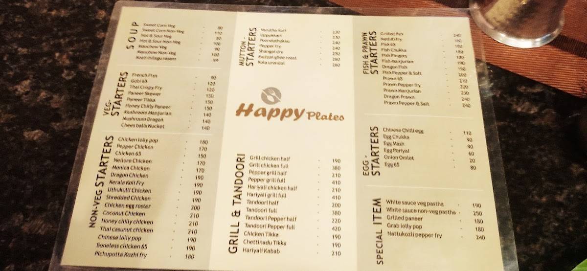 Happy Plates menu